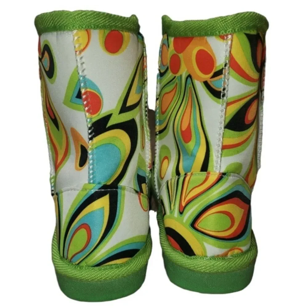 Girls Shagadelic lined fuzzy Rain Boots Shoes size 8/9
